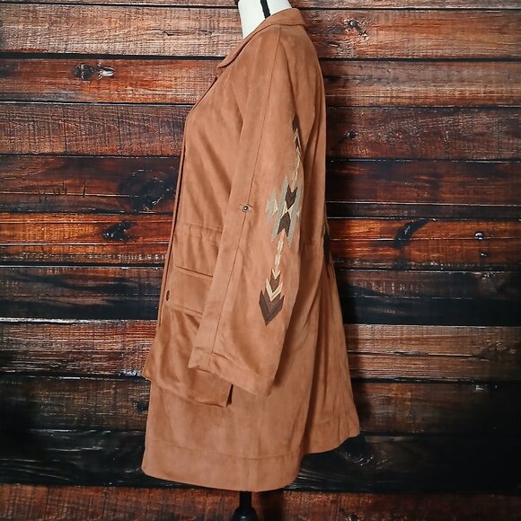 Miss Me Jacket S Faux Suede Embroidered Double Breasted Bohemian - Picture 7 of 12